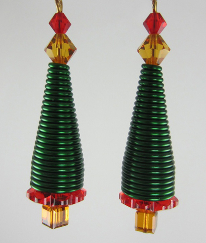 click for a larger image Christmas Tree Earrings - Closed Coil