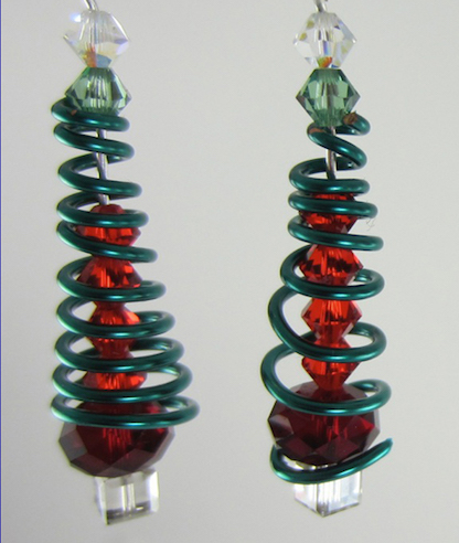 click for a larger image Christmas Tree Earrings - Open Coil